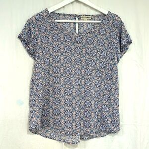 Softest rayon print cap-sleeved blouse